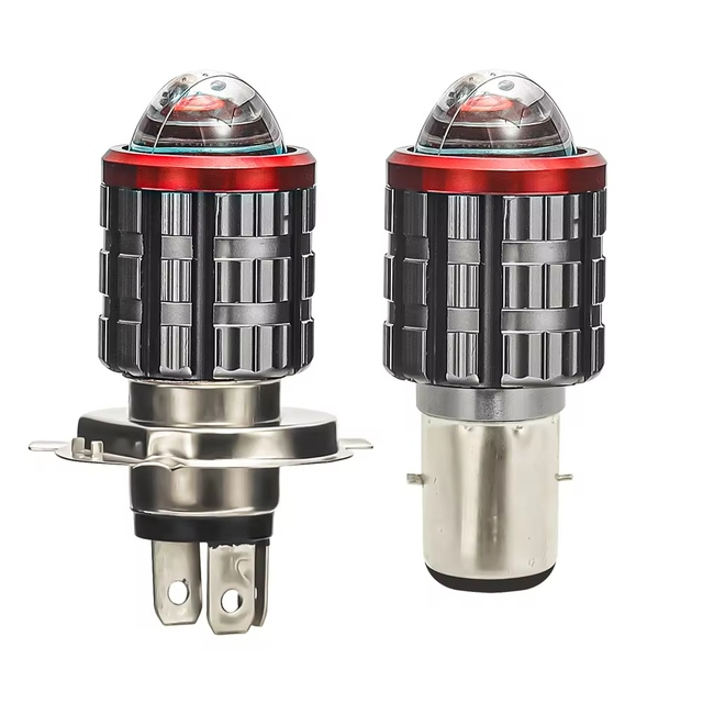 HCM15W  Dual Color Factory Wholesale H4 BA20D Projector Len  LED Motorcycle Headlight Bulbs