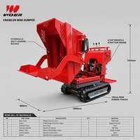 Mini-dumper sur chenilles autoportant VOER 500 kg avec moteur Briggs & Stratton 6,5 CV, norme EPA Euro 5, vente en gros pour chantiers