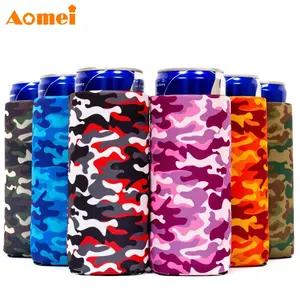 AOMEI High Quality Stand Type Custom Printed Logo Size Blank Neoprene Camo Beer Can Cooler Sleeve Coozies Stubby Holders