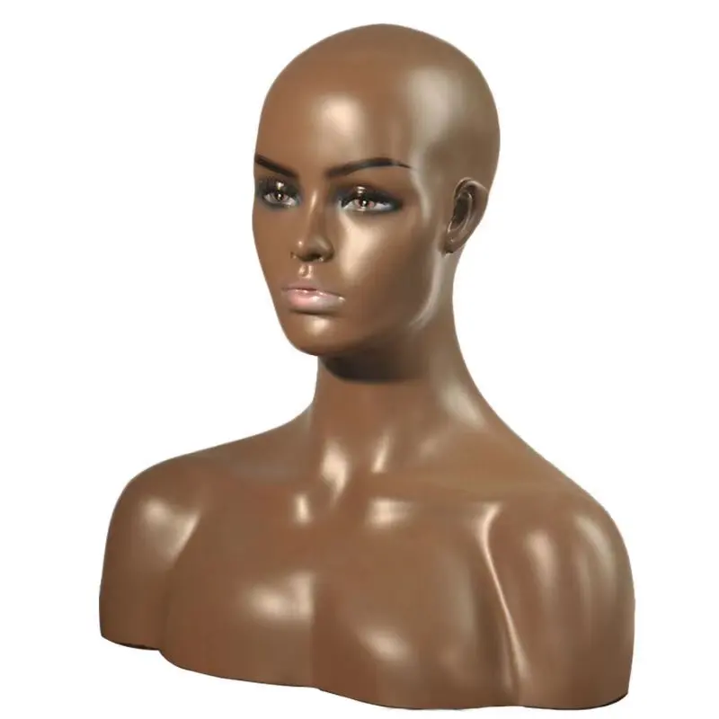 Stand wig Upper Body maniquies women female display PVC Mannequin Head with Shoulders for Wig Display African American Bust