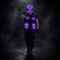 Casque LED fluorescent à stroboscope pour performance scénique de danse de salon pour adultes, idéal pour DJ de nuit, fêtes, Halloween, Nouvel An