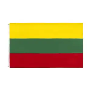 Fábrica promocional 100% poliéster 90x150cm personalizado país Lituania bandera con dos botones de latón