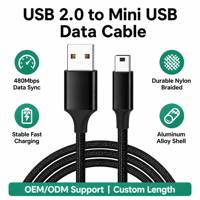 Cable USB 2.0 a Mini USB, Cable Trenzado de Nailon, Carga Rápida, Sincronización de Datos, Cable en Forma de T Mini B para Disco Duro Externo, Cámara, Dashcam, PS3