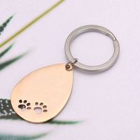 Laser-Gravur Blanko-Schlüsselanhänger Edelstahl Roségold Hundepfote DIY Anhänger QR-Code Mode Individuell Gestaltbare Blanko-Metall-Schlüsselketten