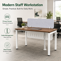 Bureau de travail modulaire et durable avec écran de confidentialité, table d'ordinateur moderne pour personnel, structure en acier pour chambre et salle de formation
