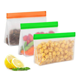 Pochette debout réutilisable en PEVA/EVA sans BPA, sacs de stockage d'aliments de cuisine en silicone étanche, <span class=keywords><strong>sac</strong></span> de rangement pour le gel et la fraîcheur - Product Image 3