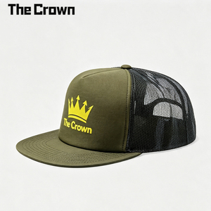Casquette Trucker Personnalisée de Haute Qualité Imprimée, Visière Plate, Avant en Mousse, Dos en Maille, Vert Olive, Logo Imprimé, 5 Panneaux – Vente en Gros - Product Image 3