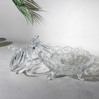 Assiette à dîner en verre triangulaire avec motif végétal, en verre cristallin jetable pour la maison, les mariages et les fêtes