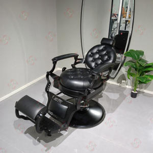 Chaises de barbier professionnelles entièrement noires Belmont inclinables Vintage pour hommes - Product Image 2