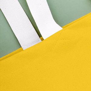 Sac fourre-tout de plage jaune en toile, grand format, réutilisable, idéal pour les courses, les voyages, les pique-niques et le camping - Vente en gros - Product Image 3