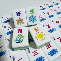 Jeu de Mahjong Américain Sanxingdui Masque Doré sous Licence, Tuiles de Mahjong en Acrylique Premium Totem de Bronze du Sichuan sous Droit d'Auteur, Vente en Gros