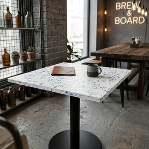 Table basse carrée moderne en marbre avec base en métal noir, design minimaliste, meubles de salon - Product Image 4