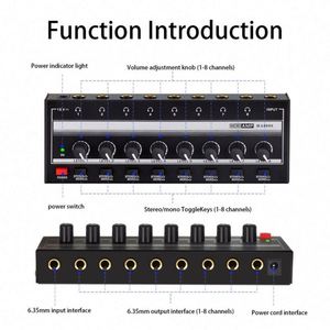 Divisor de Audio Profesional HA800S de Metal, Mini Amplificador de Auriculares Estéreo de 8 Canales, MONO Portátil - Product Image 5