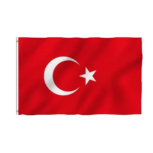 Top Selling Hanging Turkish National Flag Wholesale Custom 3x5ft Polyester Turkey Flag