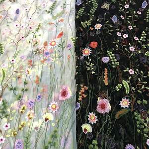 <span class=keywords><strong>Tulle</strong></span> en maille brodée florale, tissu transparent léger pour robes de femmes, lingerie, décoration de scène, élégant, vente en gros - Product Image 2