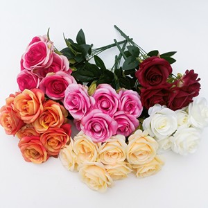 Fabricantes Venta Directa 7 cabezas Medio <span class=keywords><strong>Rosa</strong></span> En <span class=keywords><strong>La</strong></span> Cabeza Pared Flor Artificial <span class=keywords><strong>Rosa</strong></span> - Product Image 1