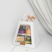 Boîte à gâteau Sunshine Afternoon Tea à 1, 2 ou 3 niveaux en carton ondulé avec fenêtre transparente, pelliculage brillant, recyclable, alimentaire, pour présentation de fête