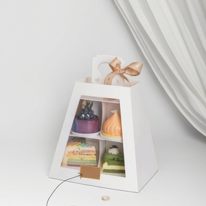 Sunshine Afternoon Tea Clear Window Corrugated Board 1 2 3 Tier Cake <b>Box</b> Cardboard Party Cake Tower Stand <b>Box</b> With Handle - Product Image 2