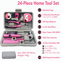 Ensemble d'outils pour la maison de 24 pièces, kit d'outils à main pour la maison avec étui de rangement, marteau à griffes, pinces, tournevis, clé hexagonale, ruban à mesurer