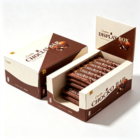 Boîte de présentation pliable biodégradable de qualité alimentaire pour l'emballage de vente au détail de bonbons, barres protéinées, chocolats, avec gaufrage.