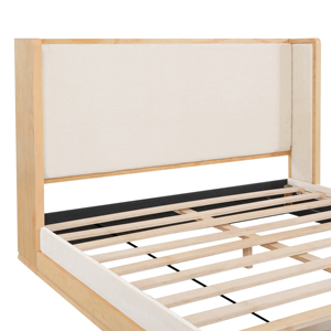 Modern Solid Wood & Beige Velvet Upholstered Soft Adjustable Platform <b>Bed</b> Queen - Product Image 3