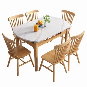 Hengke Furniture Round Marble Top Wooden <b>Dining</b> <b>Table</b> <b>With</b> <b>Chairs</b> For <b>Dining</b> Room - Product Image 3