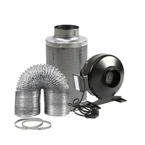 Kit de ventilación de 6 pulgadas con conducto Flexible, Kit completo de ventilación con filtro de carbón para tienda de cultivo