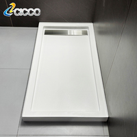 Vente en gros receveur de douche moderne en pierre blanche antidérapant base rectangulaire matériau ABS receveur de douche pour salle de bain