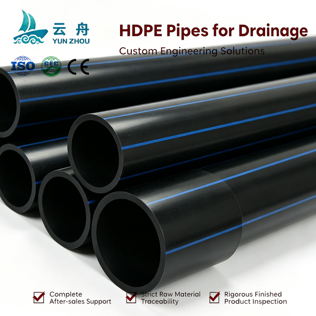 Non Toxic PN1.6MPa SDR11 PN1.25MPa SDR13.6 8 Inch DN200mm PE100 HDPE Sewer Pipe for Residential Foundation Drainage
