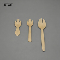 Cuillères-fourchettes jetables en bois de bouleau naturel compostable de 105 mm pour dégustation, pâtisserie et dessert – Vente en gros durable