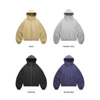 Sweat à capuche boxy pour homme à manches courbées, en polaire, avec double fermeture éclair, pour automne-hiver, fabrication OEM, faible MOQ, livraison rapide