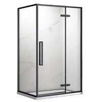 Cabine de douche d'angle pivotante de luxe modulaire sur mesure avec porte en verre à charnières