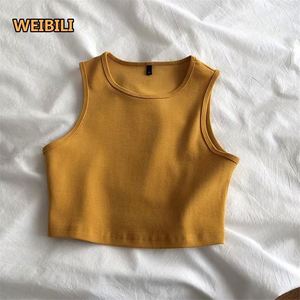 Gilet senza maniche a girocollo tinta unita europa e America morbida pelle traspirante Top da <span class=keywords><strong>donna</strong></span> per l'estate - Product Image 6