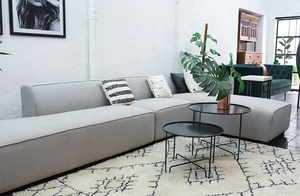 European Modern White Fabric <span class=keywords><strong>I</strong></span> Shaped Sectional Corner Couch Sofa - Product Image 3