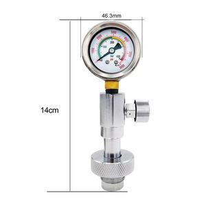 Vérificateur de pression pour bouteille d'air haute pression 400 bars en acier inoxydable pour plongée sous-marine avec valve DIN et régulateurs - Product Image 6