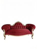 Canapé inclinable double en velours rouge bordeaux de style français, luxe léger, chaise longue royale européenne en bois massif sculpté pour salon