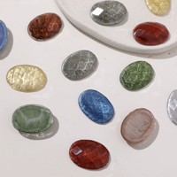 Corte de Resina Ovalado Facetado con Efecto Arena Movediza y Lámina de Plata Brillante para la Creación de Pendientes, Horquillas, Colgantes y Adornos DIY