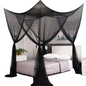 Dosel <span class=keywords><strong>de</strong></span> Cama Cuadrado Doble Plegable Negro con 4 Postes, Decorativo Estilo <span class=keywords><strong>Princesa</strong></span>, 100% Poliéster, Mosquitera Grande para Dormitorio Interior y Camping - Product Image 5