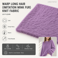 Warp Langhaar-Imitat-Nerzfell-Strickstoff 96% Poly 4% Spandex 220-230GSM Weich Warm Haarig 160cm Pulloverkleid