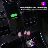 Adaptateur rapide USB double port Bling avec Type C Micro USB 3 en 1 câble de charge multiple accessoires de voiture chargeur de voiture de téléphone
