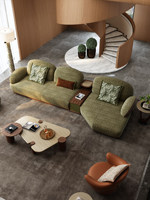 Canapé d'angle Shufulei en tissu chenille en forme de L, style médiéval, en bois massif, subventionné par le gouvernement Faoyi, pour salon