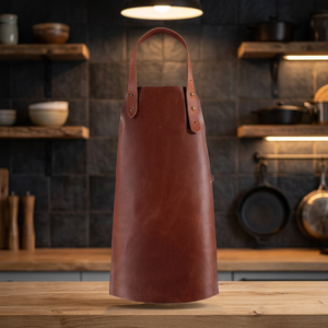 Tablier en cuir de style classique, durable, sans poches, pour une utilisation quotidienne en cuisine - Product Image 4