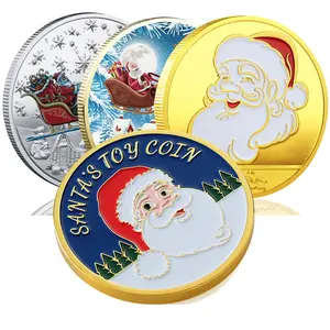 Custom Metal Kids Cadeau Santa Gold Vrolijk Kerstfeest Wensen Uitdaging Munt