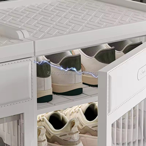 6 Tier gấp rõ ràng có thể gập lại chống bụi PP + HIPS giá Stackable Giày trường hợp lưu trữ Organizer container Box với biểu tượng tùy chỉnh - Product Image 5