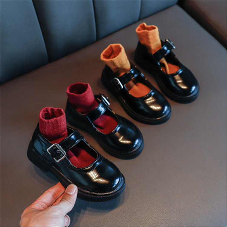 Лидер продаж, детская черная кожаная школьная обувь для девочек JV476