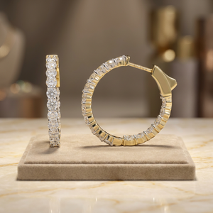 Pendientes de Aro Eternity Simétricos de Lujo con Corte Brillante de 2.04ct, Oro Sólido de 14K con Baño de Rodio, Joyería Premium para Mujer - Product Image 1