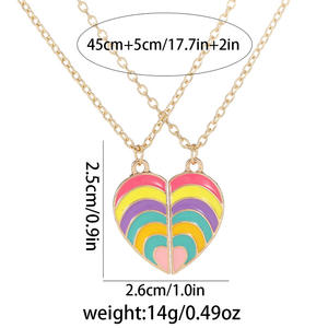 Collar con colgante de corazón de arcoíris de moda, collar de amor dividido de mejor amigo para 2 parejas, regalo de aniversario de moda para niño y niña - Product Image 2