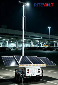 Torre de Iluminación Solar Móvil Ritevolt, 6 Luces LED de 100W, Silicio Monocristalino, Batería de 400AH/500AH, Mástil Telescópico de 7m - Product Image 6
