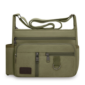 Hot selling <b>Large</b> Capacity Men <b>Canvas</b> <b>Bag</b> New Minimal Casual Shoulder Crossbody <b>Bag</b> with Water Bottle Pocket for Travel - Product Image 4