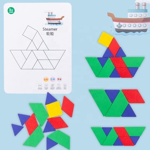 Chất Lượng Tốt Hình Học Trò Chơi Câu Đố Mô Hình Khối Bằng Gỗ Đầy Màu Sắc Tangram Hình Dạng Câu Đố - Product Image 3